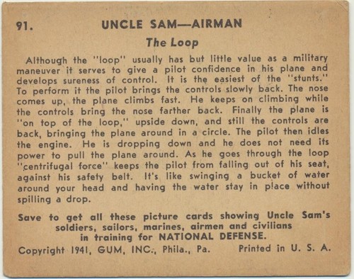 1941 Gum Inc. Uncle Sam #91 The Loop (b) - Bild 2 von 2