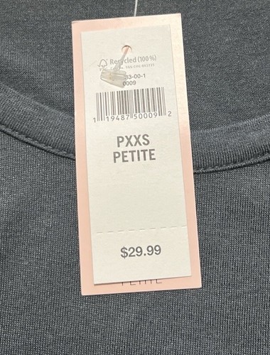 Banana Republic Ruffle Sleeve Top Petite XXS Charcoal Gray 100% Rayon New - Picture 5 of 13