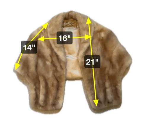 Vintage Sibley’s Fur Salon Mink Stole Wrap Shrug Capelet Hollywood Glamour - Picture 10 of 10