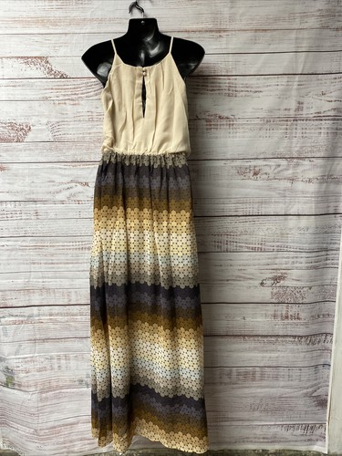 umgee small boho maxi dress patterned skirt/beige top WD-18 - Picture 3 of 7