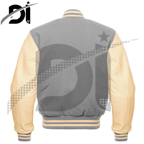 Bomber Varsity Letterman Fine Quality Wool & Cream Cowhide Leather Sleeve Jacket - Picture 8 of 30