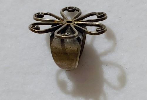 HARMONY BALL CO Silver Tone Stainless Steel Purple FLOWER RING Size 6 Adj-Repair - Picture 2 of 5