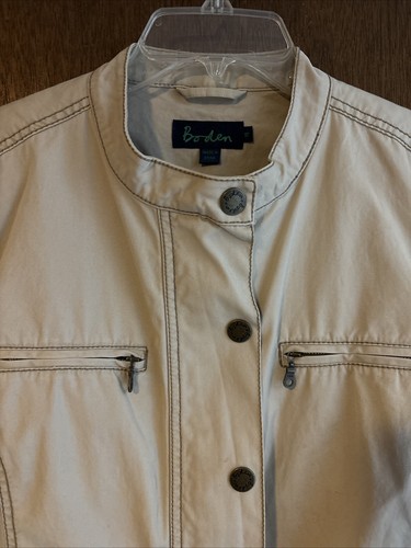 boden women cotton outer shell biker jacket sz 18 beige lined pockets - Picture 2 of 11