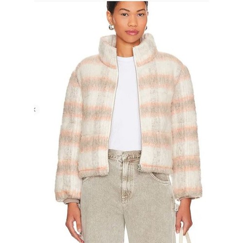 NWT Central Park West Women's Finley Plaid Puffer Jacket Coat Sz L NWT 244 ivory - Picture 2 of 9