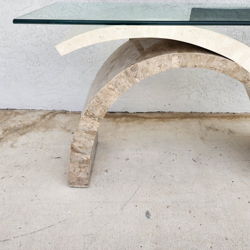 Maitland Smith Sculptural Console Table & Mirror Tessellated Stone Post Modern - Picture 11 of 17