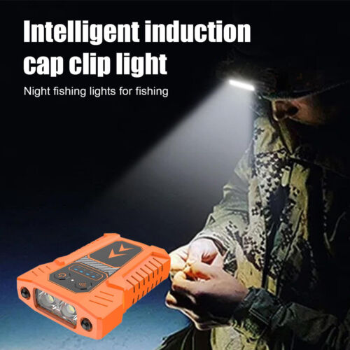 Rechargeable Induction USB LED Headlamp Clip On Hat Light Torch-Fishing Lamp - Picture 5 of 14