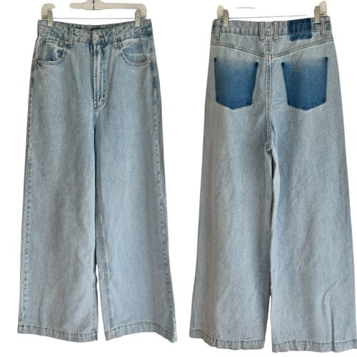Women's Super-High Rise Wide Leg Baggy Jeans Wild Fable Blue Wash Size 8 - Picture 3 of 21