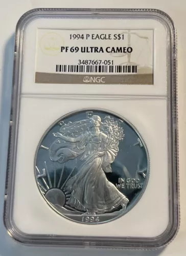 1994 P American Silver Eagle PF69 Ultra Cameo NGC