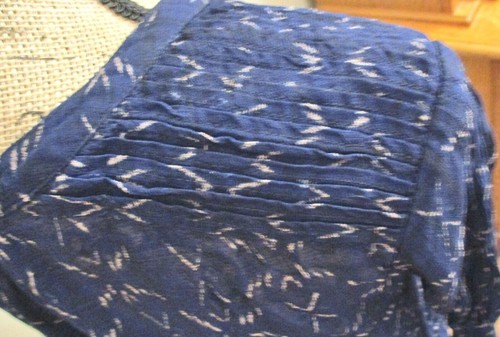 Lucky Brand Damen LS transparent marineblau mit hellbraunem Geo-Print Boho ButtonDown Top Größe L - Bild 5 von 8
