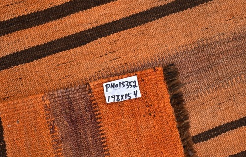 1960s Antique Afghan Faded Area Rug 5x7 Orange Geometric Old Persian Kilim Rug - Picture 10 of 10