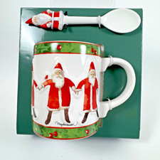 Taza de Navidad Hallmark Nature's Sketchbook 3D 16 oz cuchara a juego M Bastin