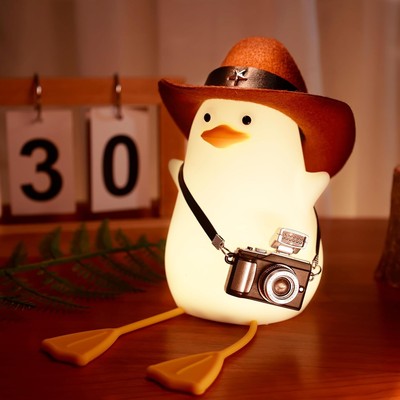 Duck Night Light for Kids - Squishy Touch, Rechargeable, Dimmer, Cowboy Duck ...