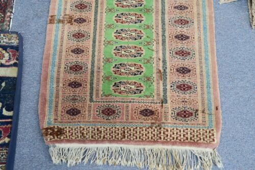 Vintage 2' x 3' Superfein Handgeknüpft Wolle Bokhara Orientalisch Grün Vorleger - Bild 2 von 8