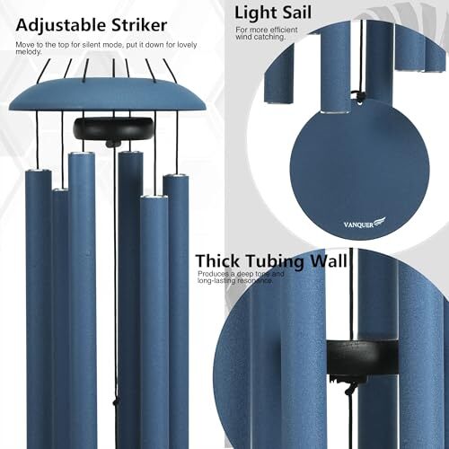 Wind Chimes for Outside Deep Tone - 38'' Wind Chimes Outdoor 38" Pacific Blue - Picture 4 of 7