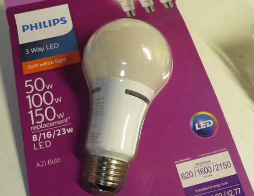 Philips 3 Way LED A21 Soft White Bulb 620/1600/2150 Lumens 50/100/150W New Seale - Picture 6 of 13