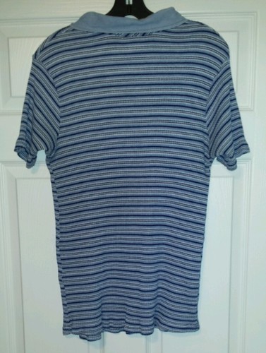 Top donna grande maternità elasticizzato blu e bianco a righe scollo a V con colletto - Foto 3 di 4