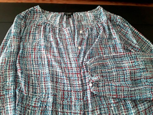 Talbots woman petite blouse semi sheer 3/4 sleeves front hidden button up 1XP - Picture 8 of 8
