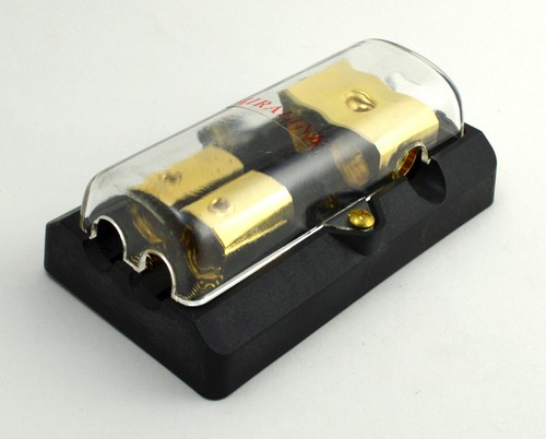 1 4-Gauge In 2 8-Gauge Out Gold Plated AGU Fuse Holder Distribution Block 120AMP - Picture 4 of 6