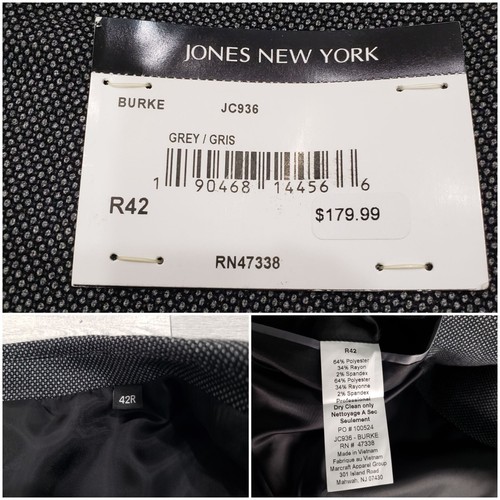 Jones New York Mens Suit Jacket Blazer Sport Coat Modern Stretch Gray 42R NWT - Picture 8 of 12