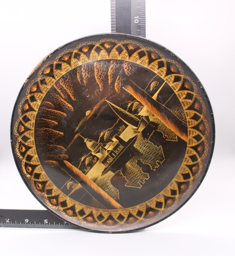 Vintage bemalte Kupferplatte griechisch - Wandbehang - Paar sitzt am Meer 9,5" - Bild 10 von 10