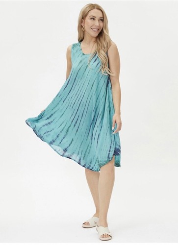 Womens Summer Sundress Umbrella Tie Dye Print Floral Beach Resort Wear Boho