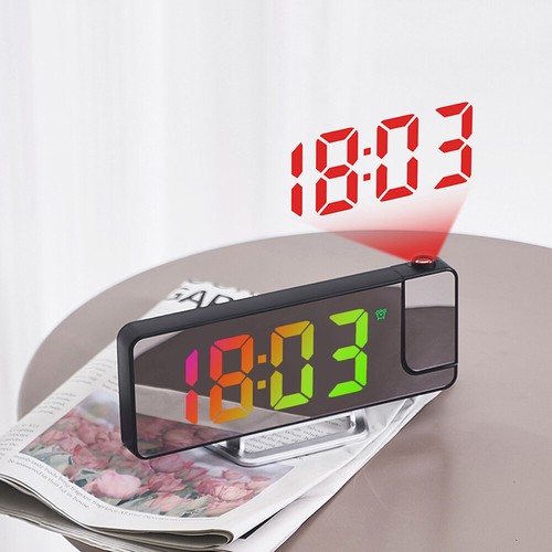 7.6" LED-Projection-Alarm Clock Digital Clock with 180° Projector Snooze Bedside - Picture 10 of 16