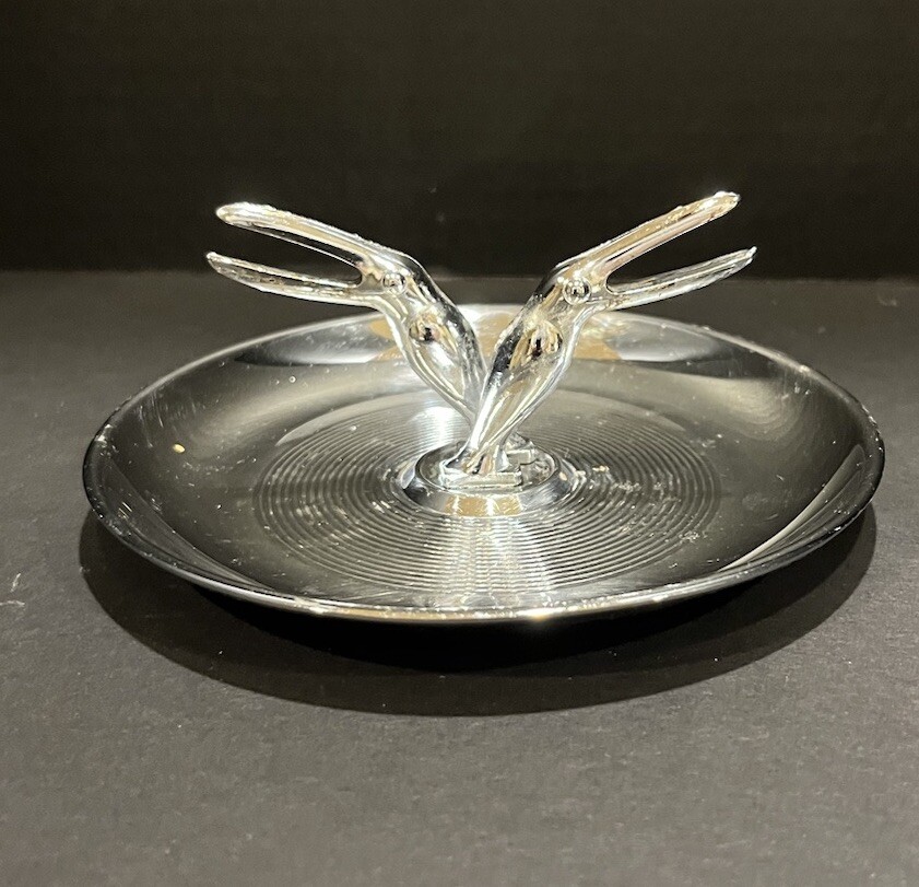 VTG Pincherette Art Deco Toucan Bird Chrome Metal Ashtray