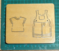 Wooden steel rule Die - Dungarees and t shirt