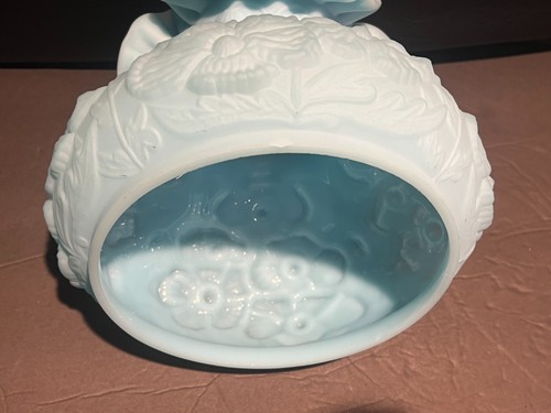 FENTON LÁMPARA CRISTAL CREMA AMAPOLA AZUL PANTALLA ESTUDIANTE. ¡PERFECTO! - Imagen 5 de 12