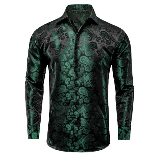 Men's Shirts Long Sleeve Casual Button Down Dress Shirt Paisley Floral Top Work - Picture 120 of 123