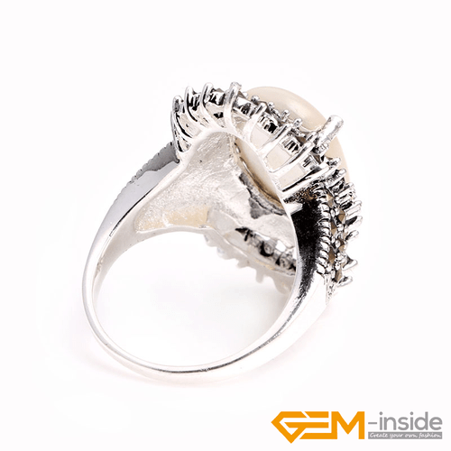 Natural Oval Gemstone Marquis Marcasite Beads Silver Jewelry Ring Size #6#8 Gift - Picture 36 of 55