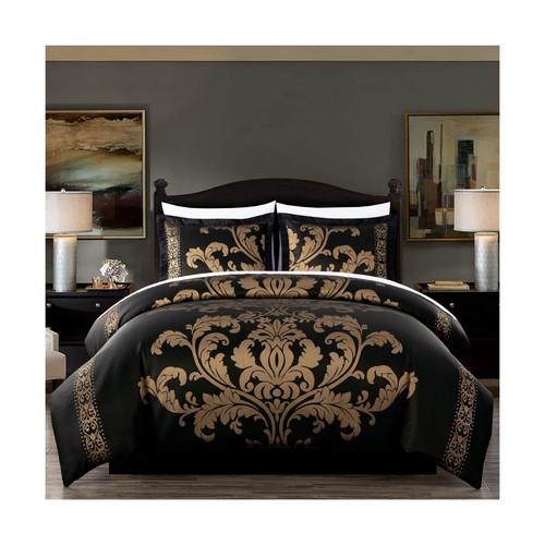 Chezmoi Collection Valor 7-Piece Bed in a Bag California King, Black/Gold Lux... - Bild 1 von 9