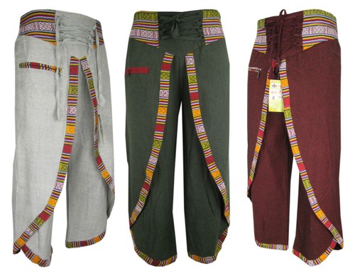 Baumwolle Hanf Freizeithose Wickel Karate Yoga Lounge Tanz leichte Gummihose - Bild 1 von 11