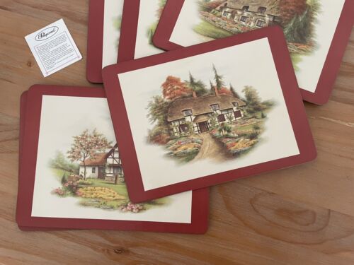 Vintage Pimpernel Placemats Box Set X 6 Acrylic & Cork Country Cottages England - Picture 2 of 13