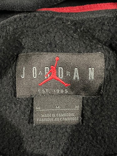 Jordan Hoodie Mens Medium Black Long Sleeve With Large Jumpan Logo Pocket 1547 - Picture 9 of 14