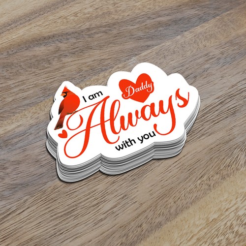 Cardinal and Hearts I Am Always with You Cardinal Remembrance Sticker - Picture 2 of 3