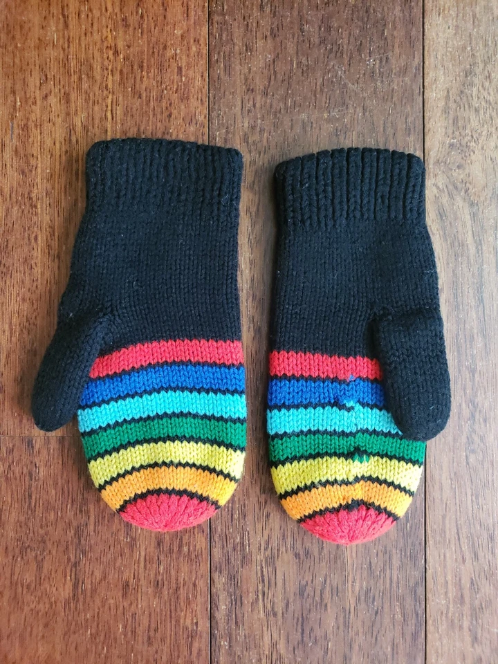 Mitones arco iris negros unisex de punto sin marca talla única para la mayoría  Foto 2 de 4