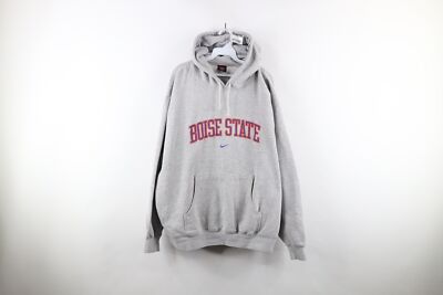 Vtg Nike Mens 2XL Travis Scott Mini Swoosh Boise State University Hoodie Gray
