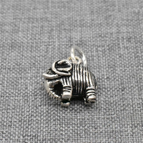 2 Sterling Silver 3D Elephant Charms 925 Silver Animal Pendants for Necklace - Picture 7 of 7
