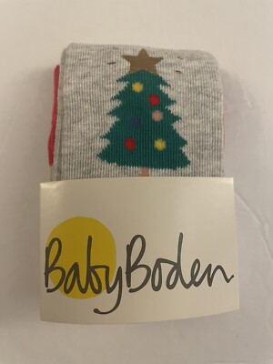 Baby Boden Girl 3-6 Month Grey Christmas Tree Print Winter Knit - Main Image