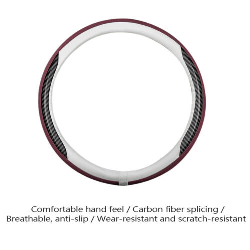 15" Steering Wheel Cover for Volkswagen Honda Buick Toyota Leather+Carbon Fiber - Picture 13 of 14