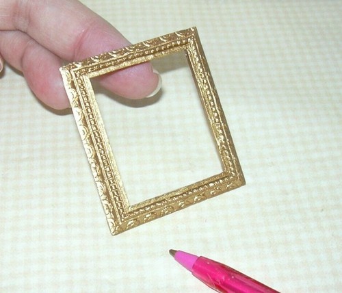 Miniature Gold Resin Beaded Frame #6 (MEDIUM): DOLLHOUSE 1:12 Scale