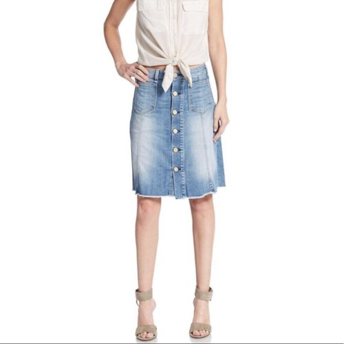 McGuire denim Colombier button front skirt