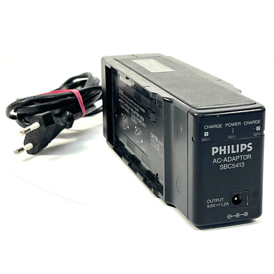 Philips SBC5413 AC Adapter Battery Charger Black 9.6VDC 1.2A for Camcorder