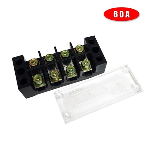 Terminal Block Row Plate Fixed Covered Screw Barrier 60A 600V 4P Connection Lug - Picture 5 of 12