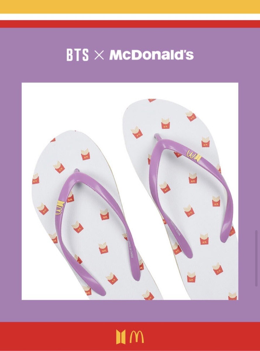 BTS × McDonald Logo Flipflops (White) | eBay