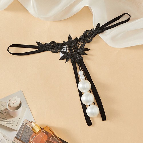 Imitation Big pearl Transparent Women Lace G-String Sexy Thongs Briefs Panties - Picture 28 of 31