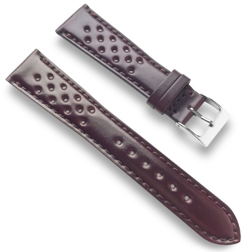 Correa de reloj de cuero de sangre de buey color cordobés Horween Shell de 22 mm estilo rally - Imagen 2 de 4