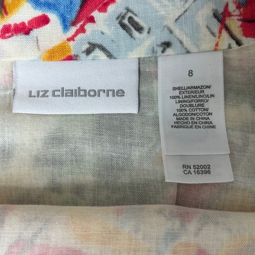 Vintage Liz Claiborne Skirt Womens Size 8 Linen Art To Wear Market Paris Cafe - Picture 3 of 8