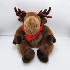 Mary Meyer Brown Moose Red Bandana Plush Stuffed Animal Soft Toy 13" Bandanna